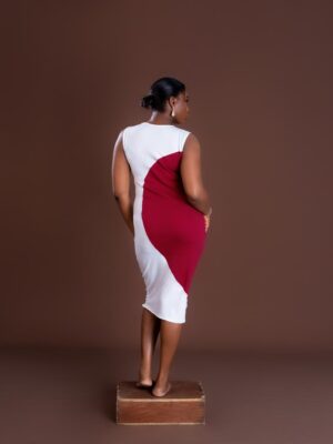 Patch Dress – DR003 MIRA (White & Wine Inner Back)