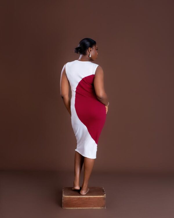 Patch Dress – DR003 MIRA (White & Wine Inner Back)