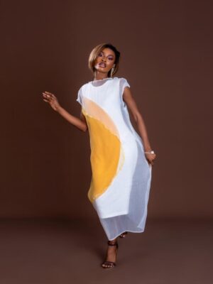 Patch Dress – DR001 VELA (White & Yellow)